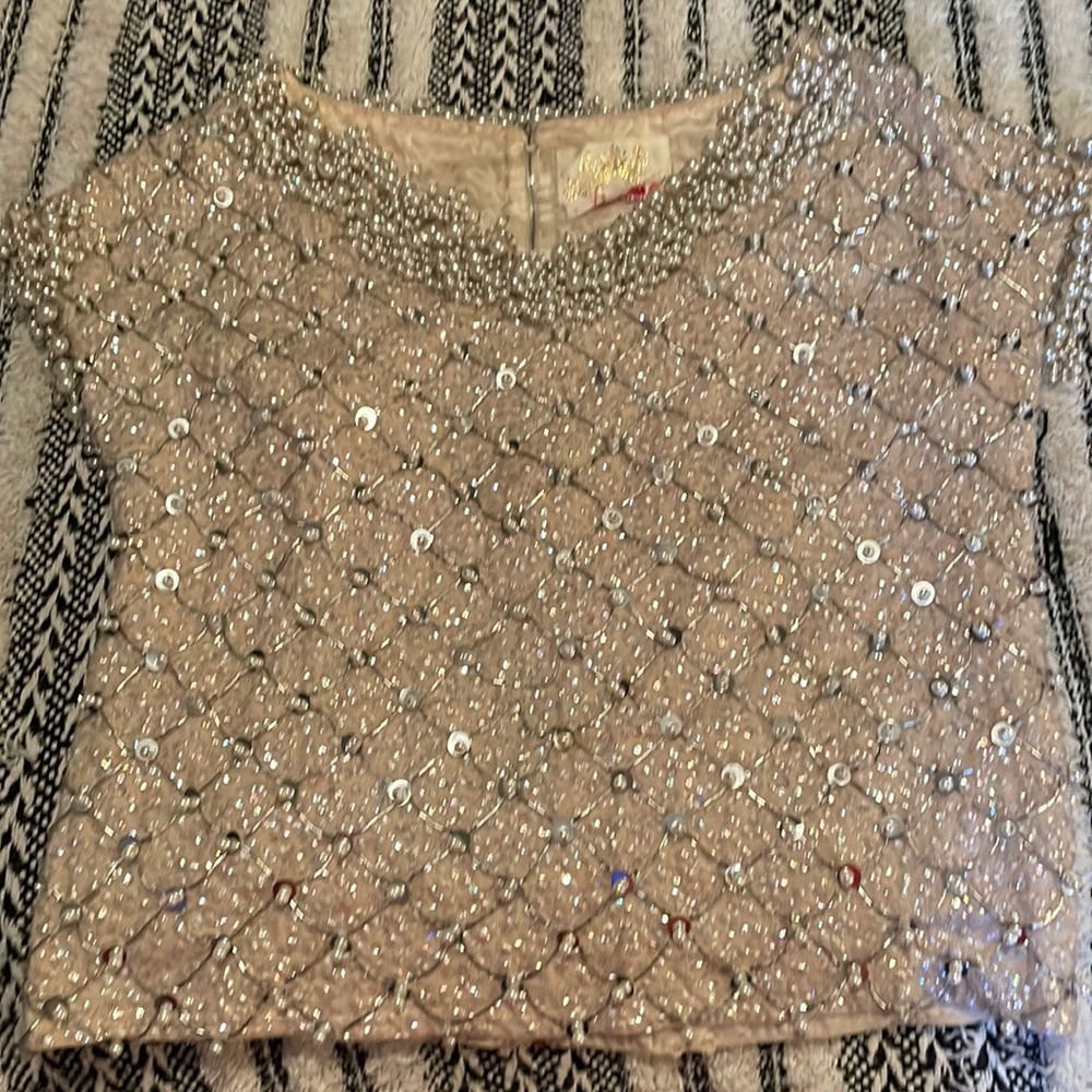 Antique hand beaded top lined in silk